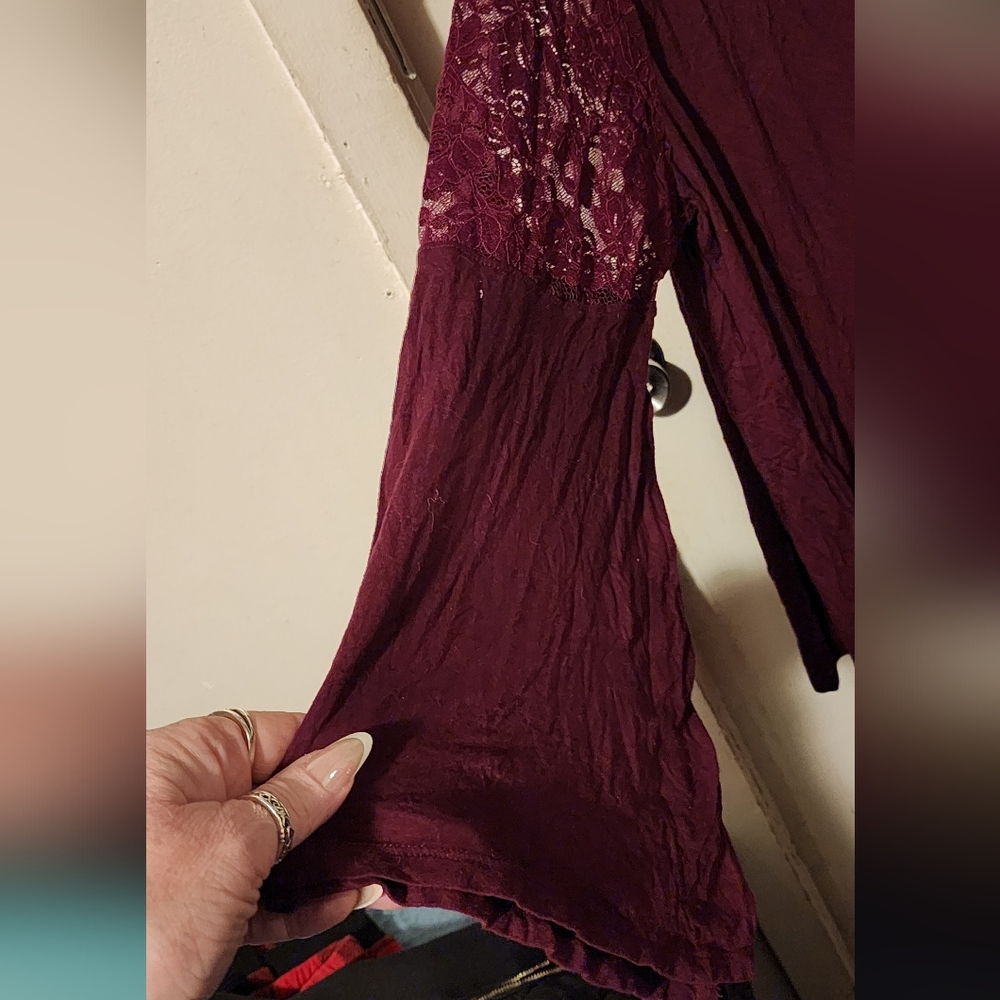Torrid Deep Red Lace Top - Picture 3 of 5